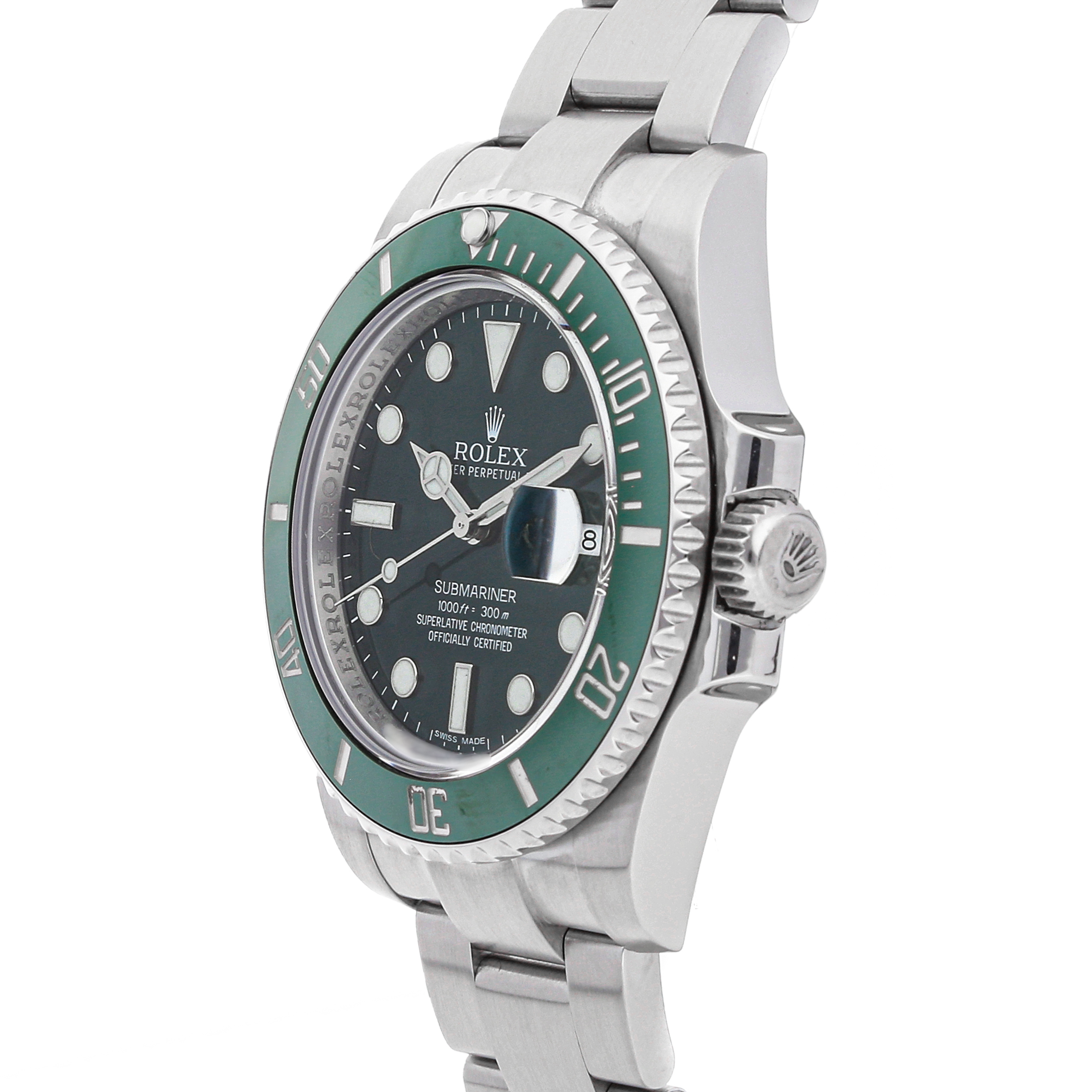 Hombres Réplica Verde Rolex Submariner Hulk 116610lv Acero Inoxidable