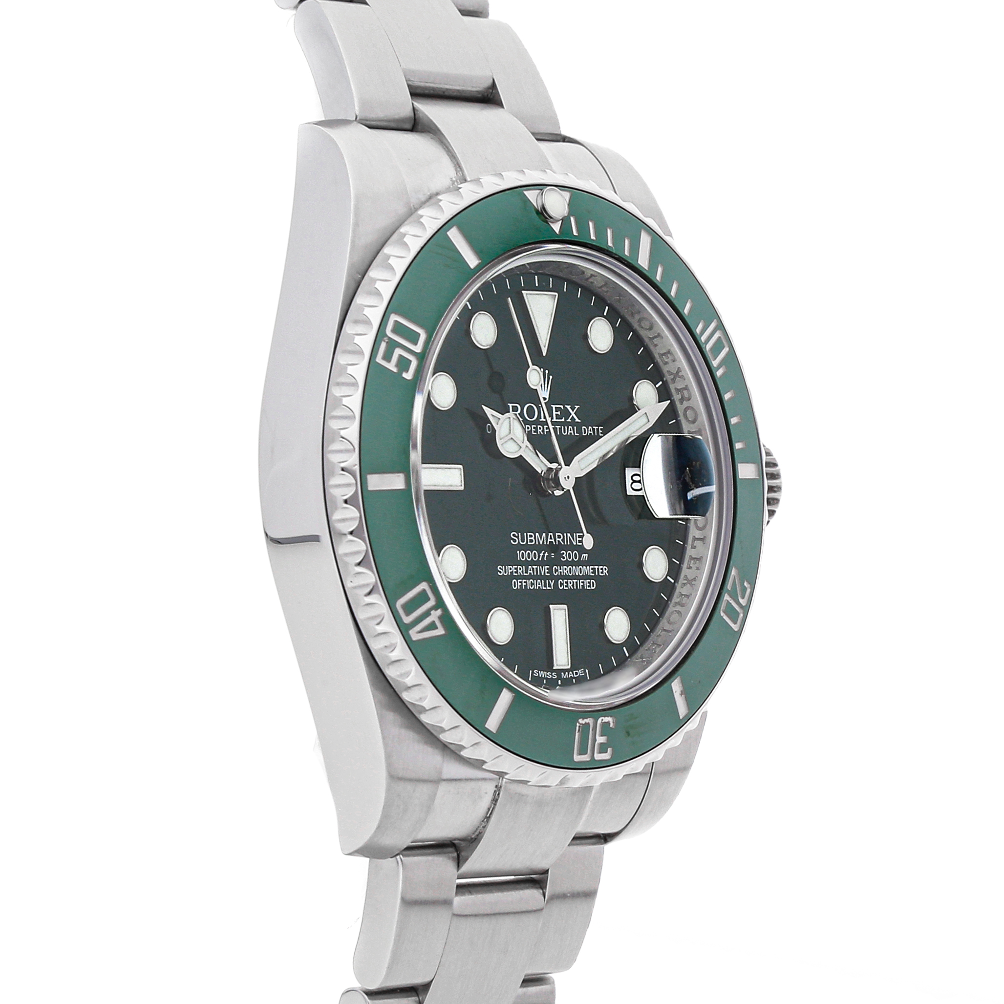 Hombres Réplica Verde Rolex Submariner Hulk 116610lv Acero Inoxidable
