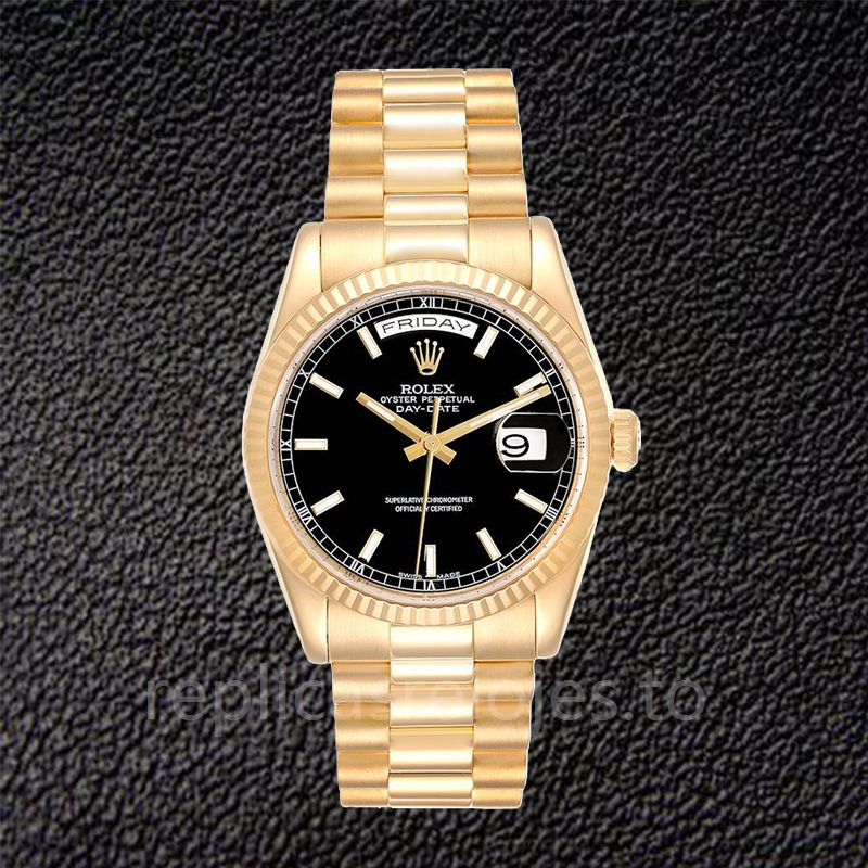 Rolex Day-Date 118238BKSP de los hombres 36mm Automático Esfera negra - Imagen 2