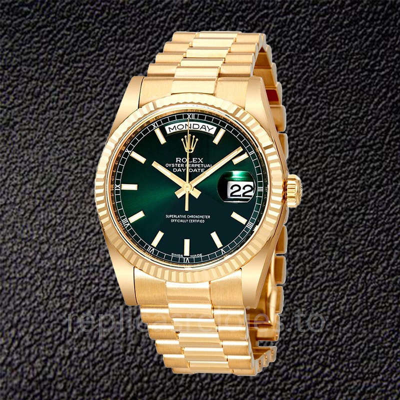 Rolex Day-Date 118238GNSP Unisex Esfera verde Tono de oro amarillo Pulsera - Imagen 2