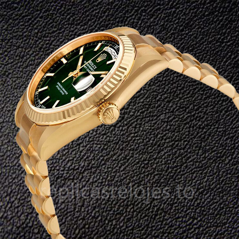 Rolex Day-Date 118238GNSP Unisex Esfera verde Tono de oro amarillo Pulsera - Imagen 3