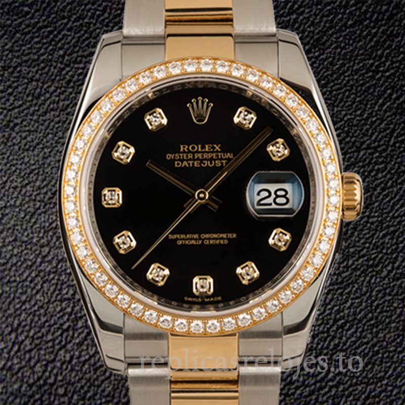Rolex Datejust 116243BKDO de los hombres Tono plateado Automático 36mm