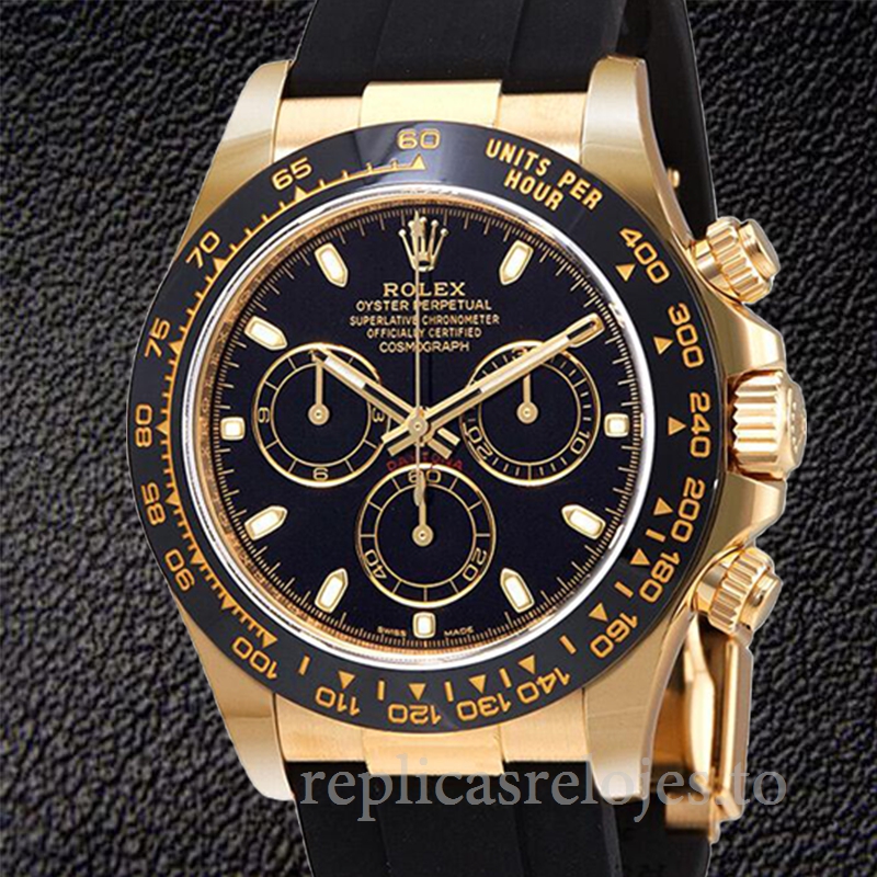Rolex Daytona de los hombres 116518BKSR Esfera negra Tono dorado 40mm