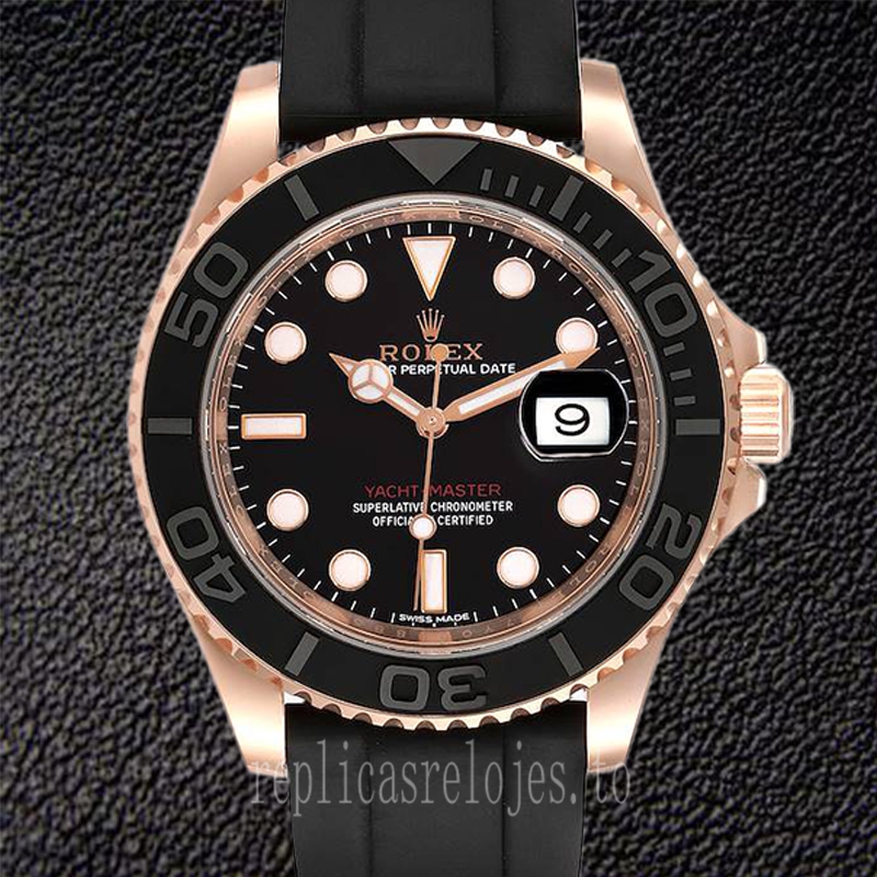 Rolex Yacht-master 116655BKSR De Los Hombres 40mm Rubber Band