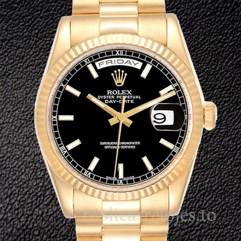 Rolex Day-Date 118238BKSP de los hombres 36mm Automático Esfera negra