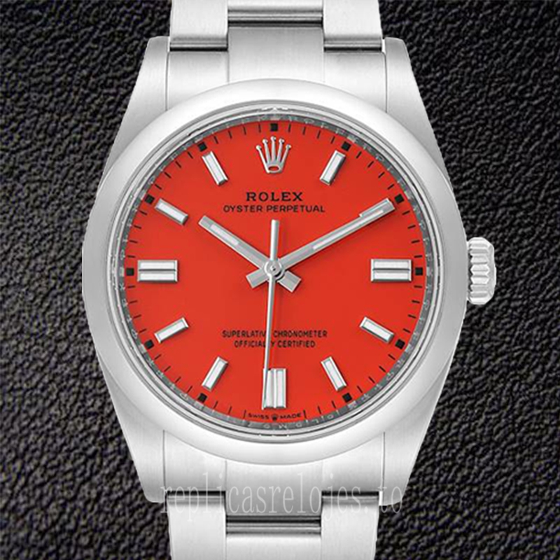 Rolex Oyster Perpetual Unisexo m126000-0007 36mm Esfera Roja Coralina Pulsera De Ostras