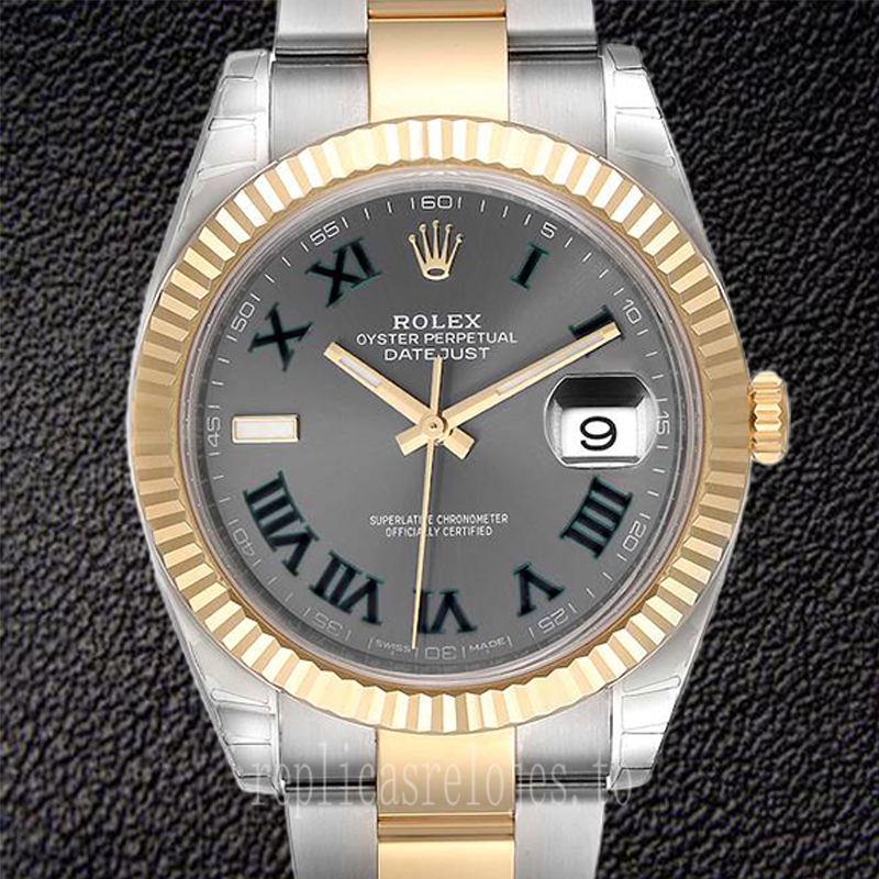 Rolex Datejust De Los Hombres m126333-0019 41mm Tono Plateado Esfera De Wimbledon