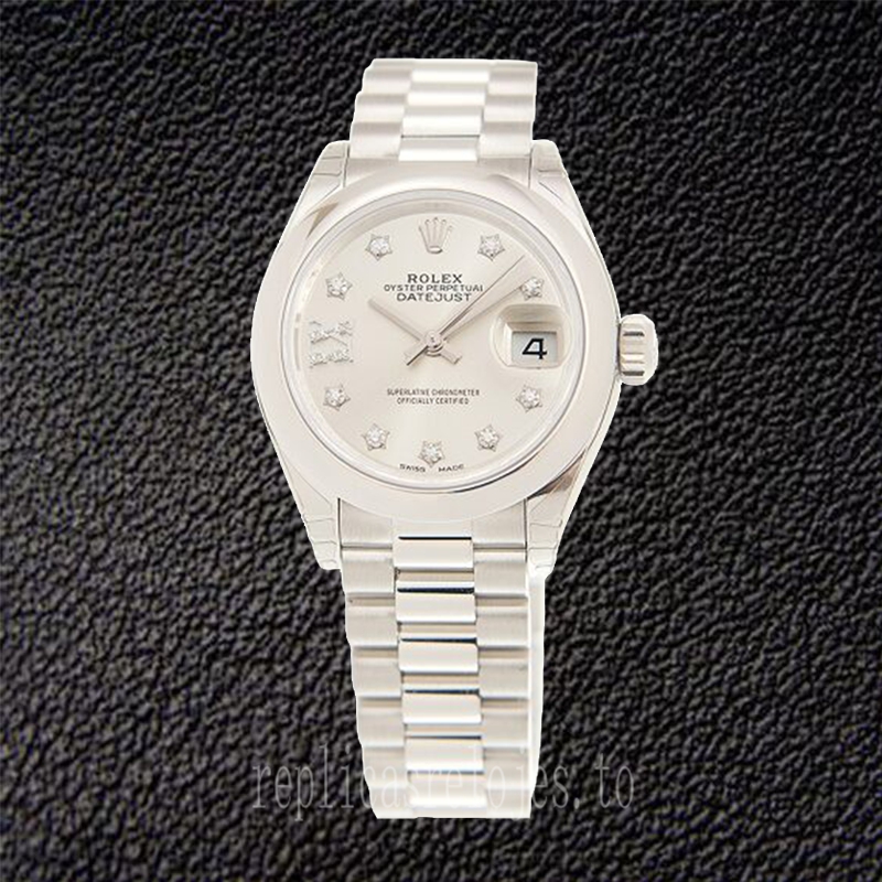Rolex Datejust m279166-0001 Señoras 28mm Tono Plateado Presidente Pulsera - Imagen 2