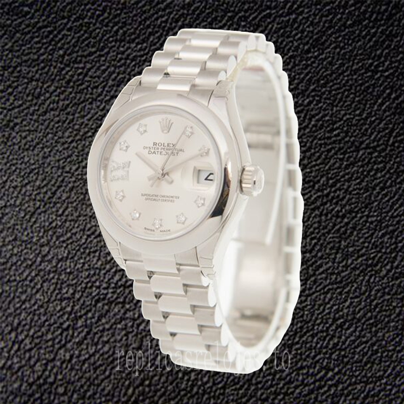 Rolex Datejust m279166-0001 Señoras 28mm Tono Plateado Presidente Pulsera - Imagen 3