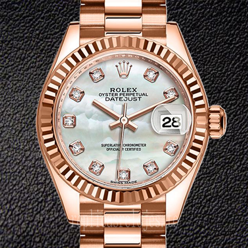 Rolex Datejust Señoras 28mm m279175-0017 Tono Oro Rosa Reloj