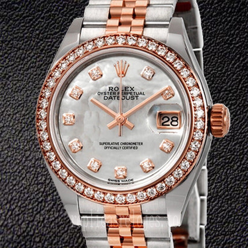 Rolex Datejust m279381rbr-0013 Señoras 28mm Tono Plateado