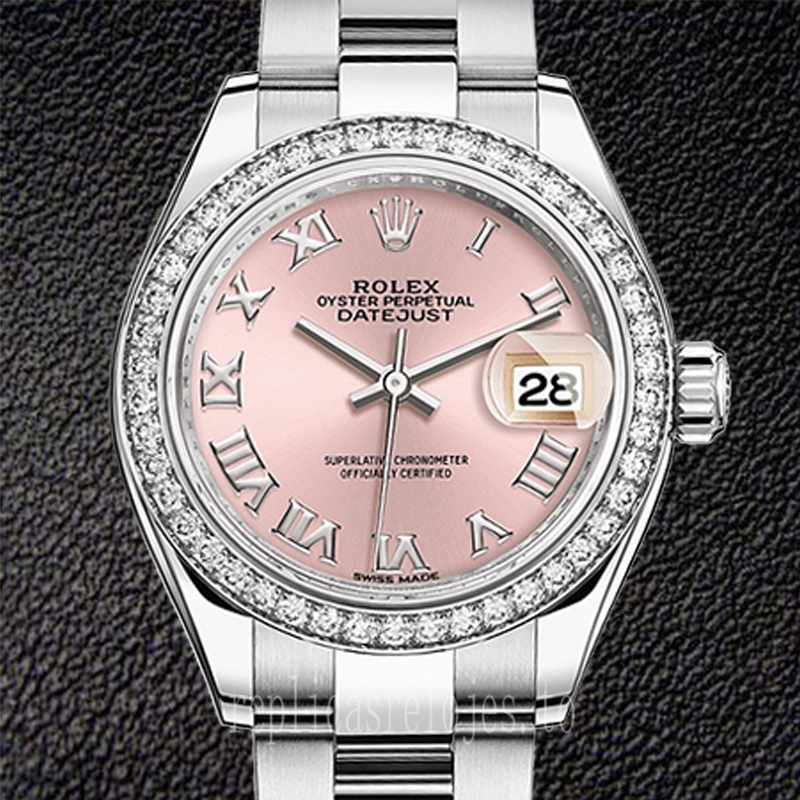Rolex Datejust 28mm m279384rbr-0006 Señoras Pulsera De Ostras Esfera Rosa