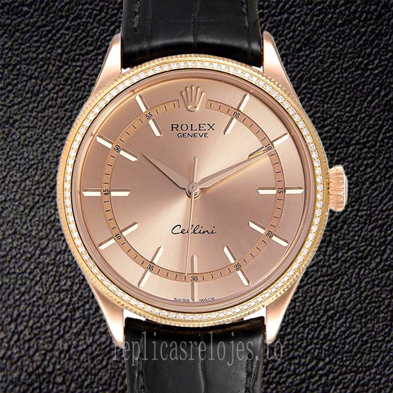 Rolex Cellini 39mm m50705rbr-0010 De Los Hombres Correa De Cuero