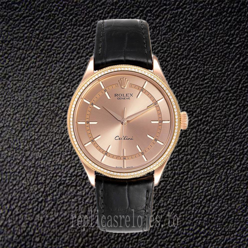 Rolex Cellini 39mm m50705rbr-0010 De Los Hombres Correa De Cuero - Imagen 2