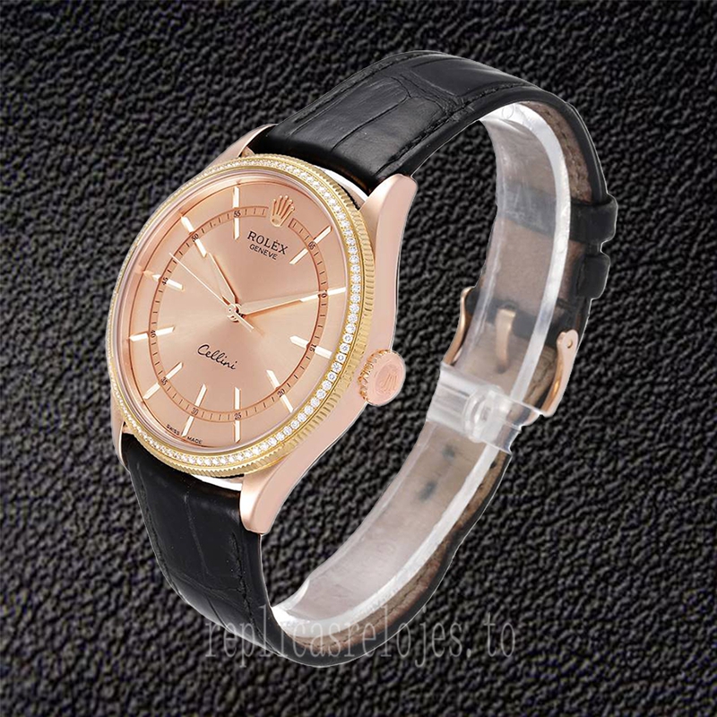 Rolex Cellini 39mm m50705rbr-0010 De Los Hombres Correa De Cuero - Imagen 3