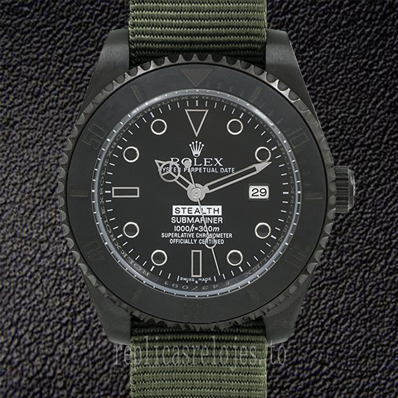 Rolex Submariner 40mm Stealth De Los Hombres Correa De Nailon