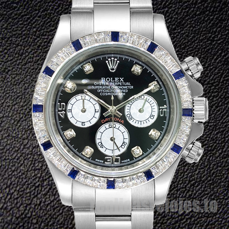 Rolex Daytona 40mm De Los Hombres 116599 Tono Plateado Esfera Negra