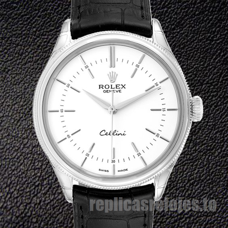 Rolex Cellini 39mm m50509-0016 De Los Hombres Esfera Blanca Tono Plateado