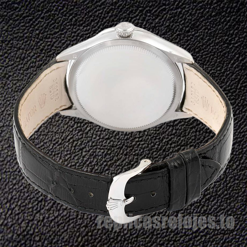 Rolex Cellini De Los Hombres 39mm m50519-0006 Correa De Cuero Esfera Blanca - Imagen 4