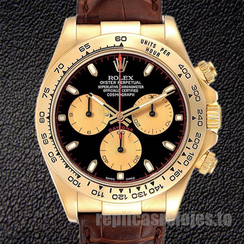 Rolex Daytona 40mm 116518 De Los Hombres Reloj Correa De Cuero