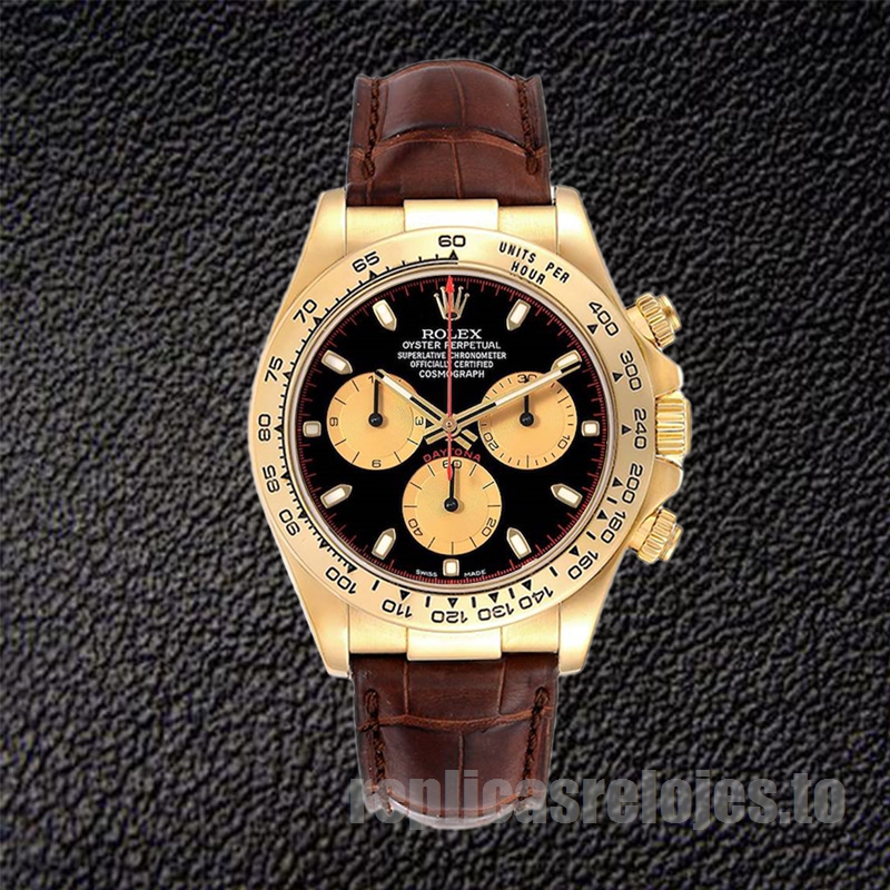 Rolex Daytona 40mm 116518 De Los Hombres Reloj Correa De Cuero - Imagen 2