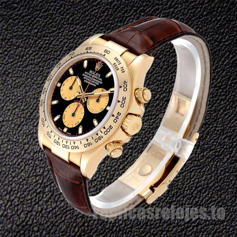 Rolex Daytona 40mm 116518 De Los Hombres Reloj Correa De Cuero - Imagen 3