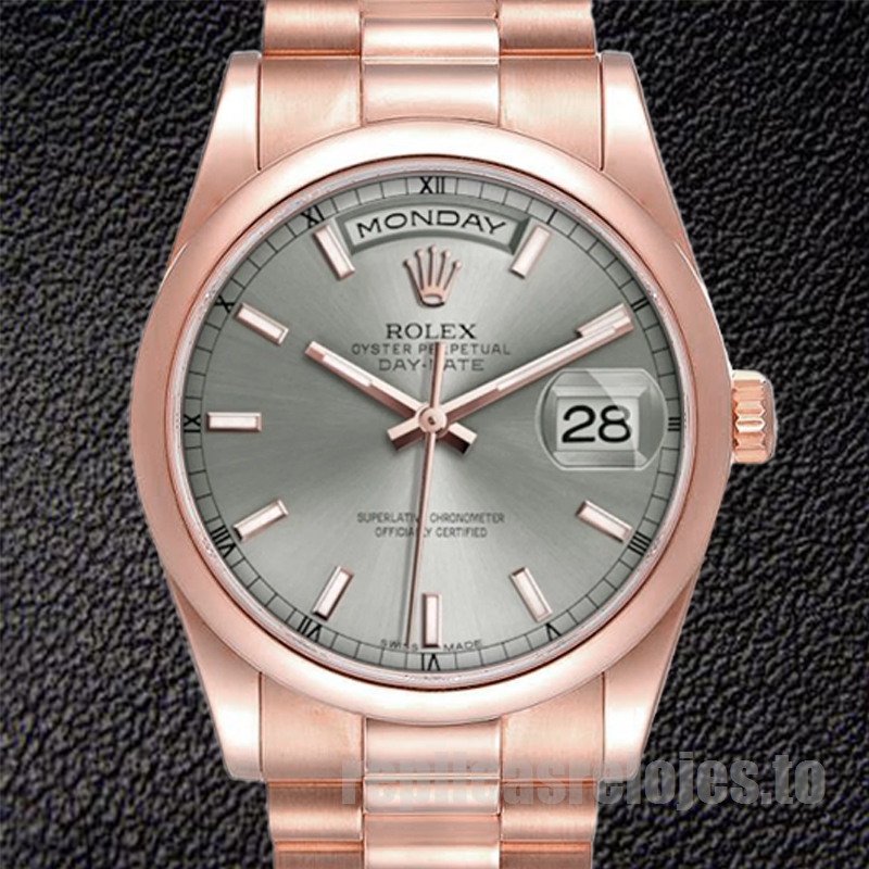 Rolex Day-Date 36mm De Los Hombres 118205 Tono Oro Rosa