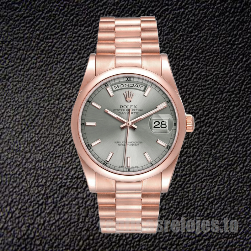 Rolex Day-Date 36mm De Los Hombres 118205 Tono Oro Rosa - Imagen 2