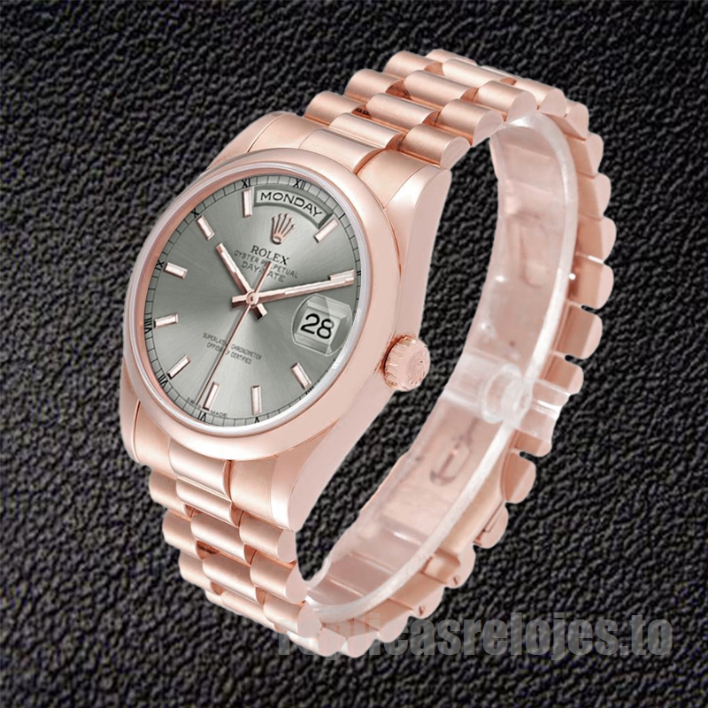 Rolex Day-Date 36mm De Los Hombres 118205 Tono Oro Rosa - Imagen 3