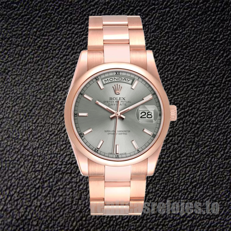 Rolex Day-Date 36mm De Los Hombres 118205 Tono Oro Rosa - Imagen 5