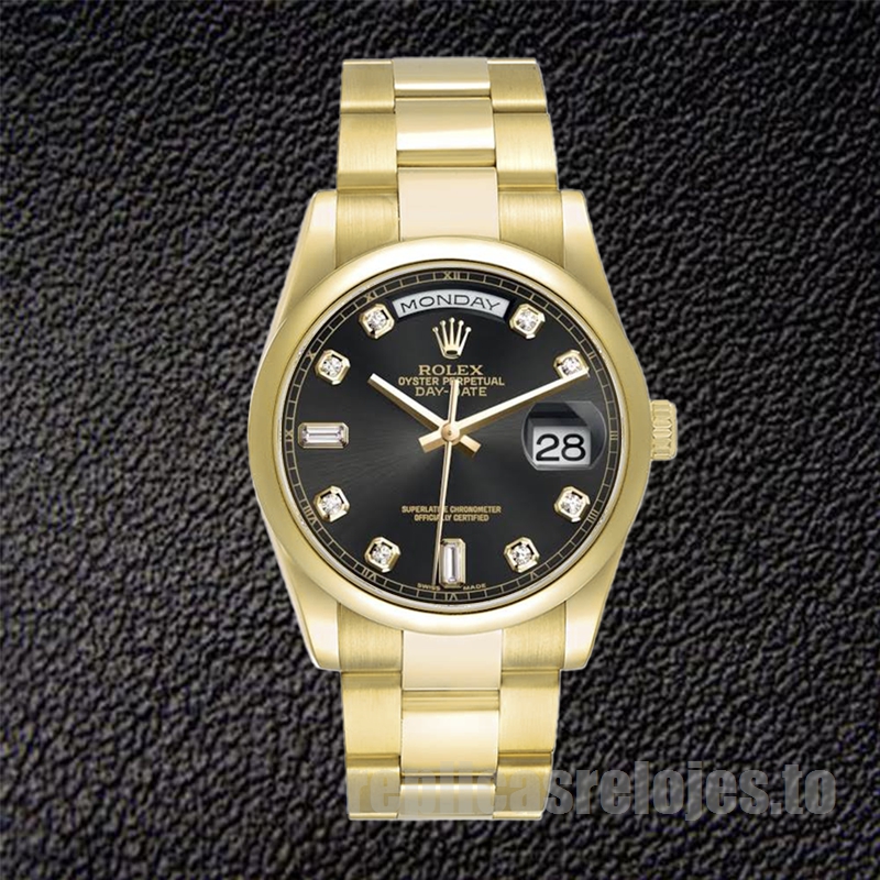 Rolex Day-Date De Los Hombres 118208-83208 36mm Esfera Negra - Imagen 5