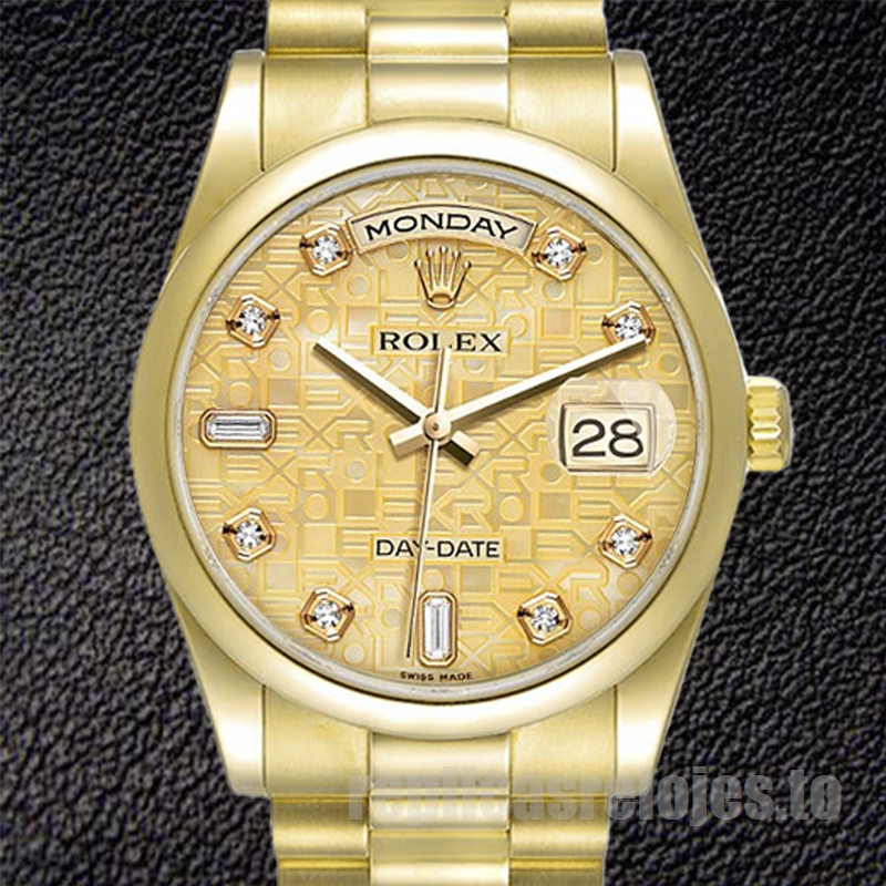 Rolex Day-Date De Los Hombres 36mm 118208 Tono Dorado Automático