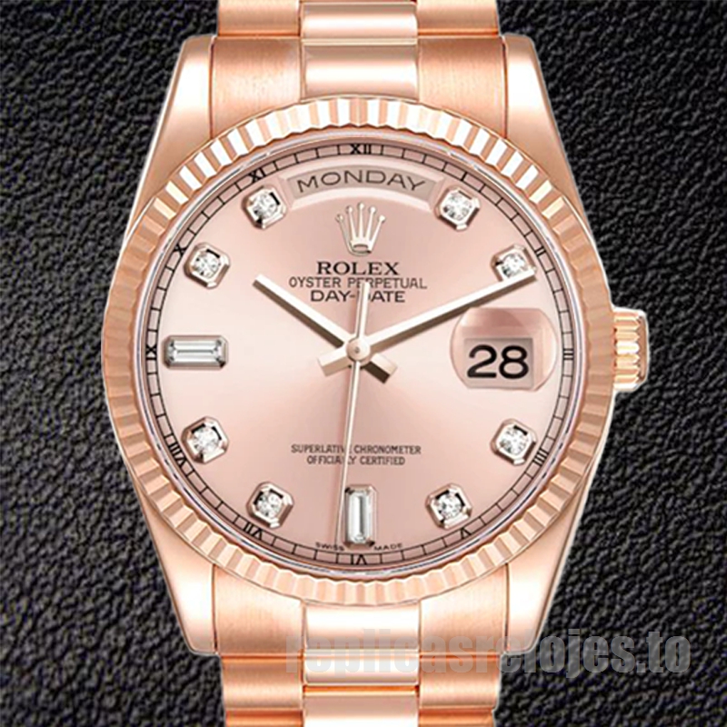 Rolex Day-Date 118235 36mm De Los Hombres Tono Oro Rosa Presidente Pulsera