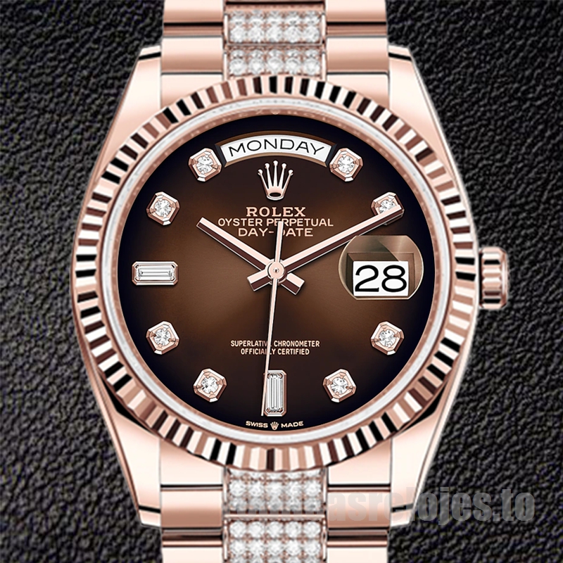 Rolex Day-Date De Los Hombres 36mm m128235-0038 Esfera Marrón