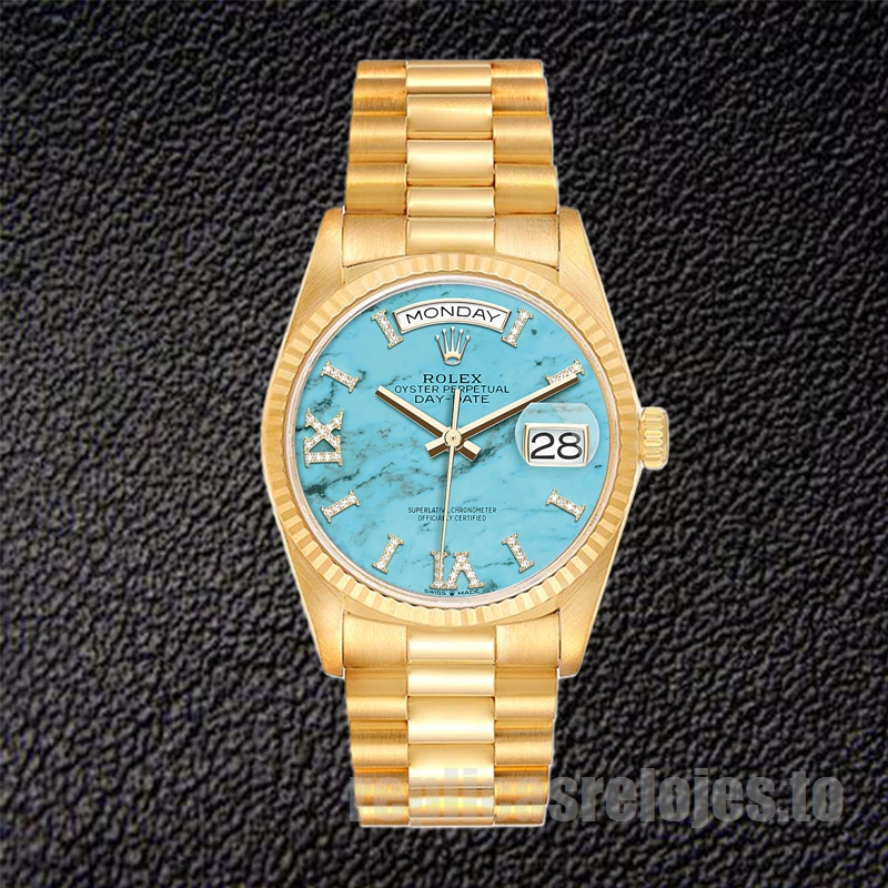 Rolex Day-Date 36mm De Los Hombres m128238-0071 Tono Dorado Esfera Azul - Imagen 2