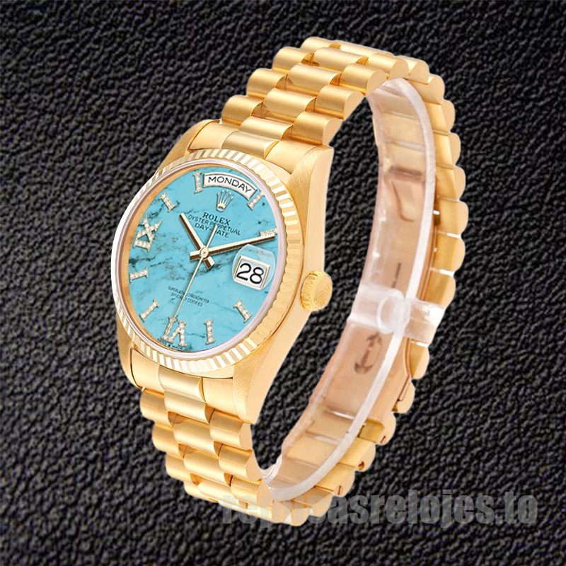 Rolex Day-Date 36mm De Los Hombres m128238-0071 Tono Dorado Esfera Azul - Imagen 3