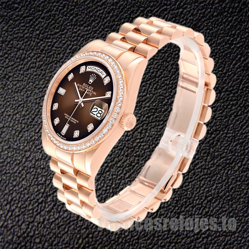 Rolex Day-Date 36mm De Los Hombres m128345rbr-0040 Tono Oro Rosa Reloj - Imagen 3