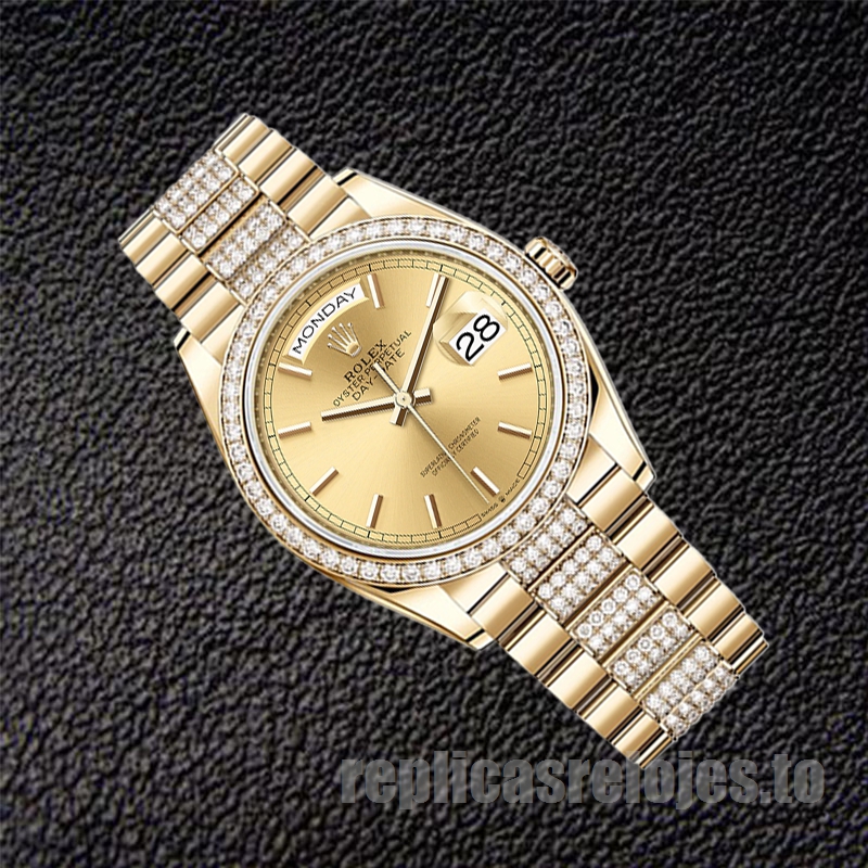 Rolex Day-Date 36mm De Los Hombres m128348rbr-0027 Reloj Tono Dorado - Imagen 3