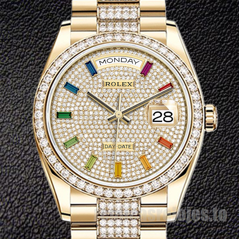 Rolex Day-Date De Los Hombres m128348rbr-0031 36mm Esfera Con Pavé De Diamantes