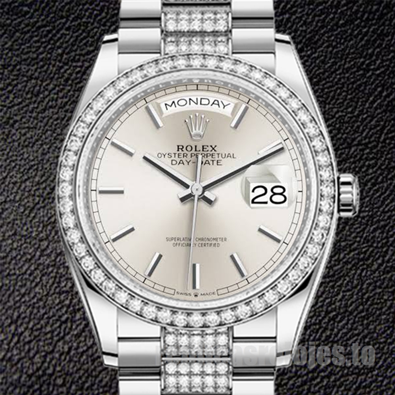 Rolex Day-Date De Los Hombres m128349rbr-0013 36mm Esfera Plateada Tono Plateado
