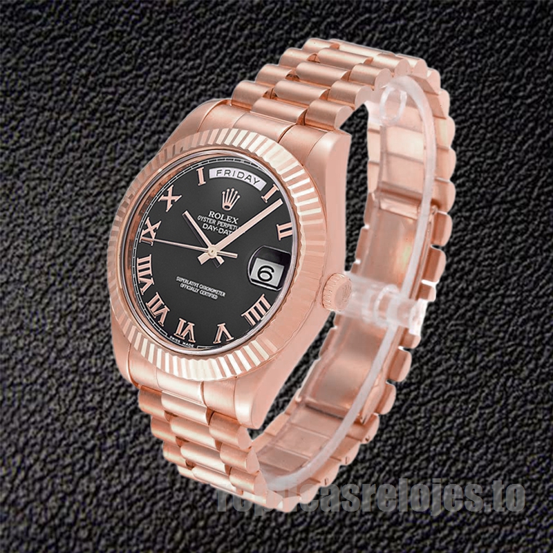 Rolex Day-Date 41mm 218235 De Los Hombres Reloj Esfera Negra - Imagen 3
