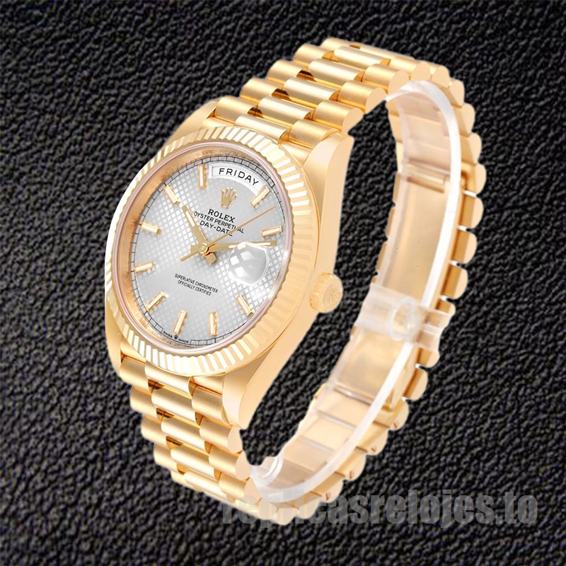 Rolex Day-Date De Los Hombres 41mm 228238 Reloj Esfera de rayas plateadas - Imagen 3