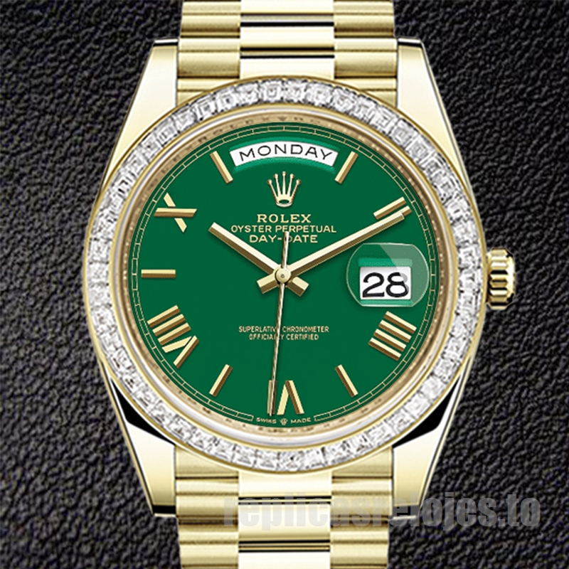 Rolex Day-Date De Los Hombres 41mm m228398tbr-0039 Automático Esfera Verde
